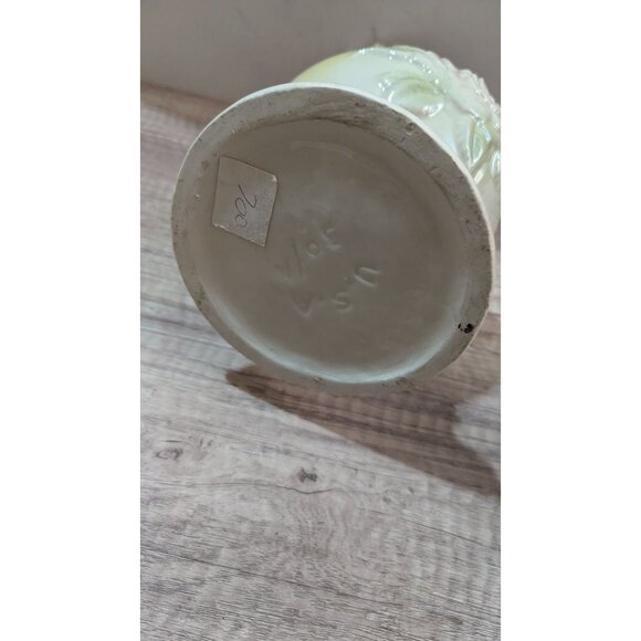 Vintage USA Ceramic Pitcher With Pink Roses Floral Relief Yellow-Pink Gradient 1 - Picture 5 of 8